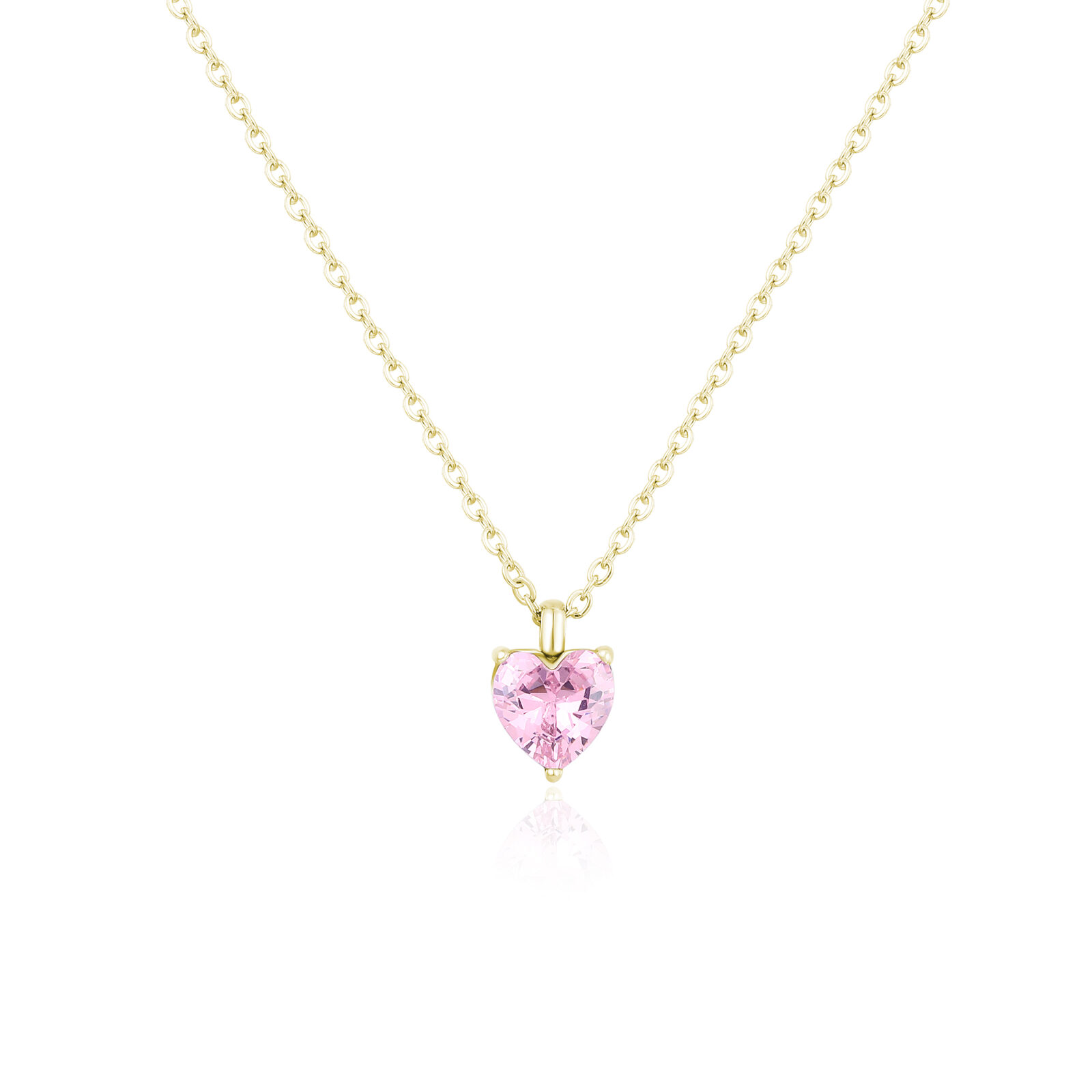 Girocollo Cuore Rosa Con Cristallo E Zirconi - Collana A Catena Tennis - Gioiello Regalo San Valentino Per Donna